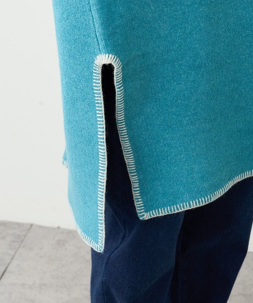 PUAL CE CIN（ピュアルセシン）の「圧縮総針ニットチュニック（ニット/セーター・レディース・チャコールグレー/グリーン/オートミール・FREE）」の4枚目の写真