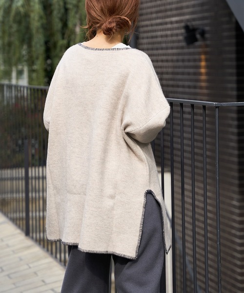 PUAL CE CIN（ピュアルセシン）の「圧縮総針ニットチュニック（ニット/セーター・レディース・チャコールグレー/グリーン/オートミール・FREE）」の12枚目の写真