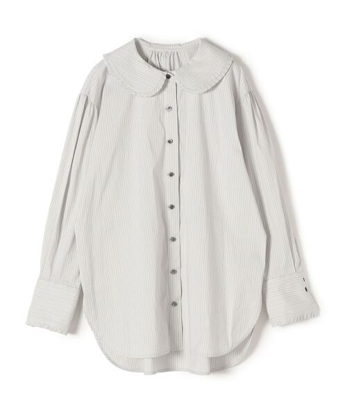 SHIPS（シップス）の「〈洗濯機可能〉フリルカラーストライプブラウス
