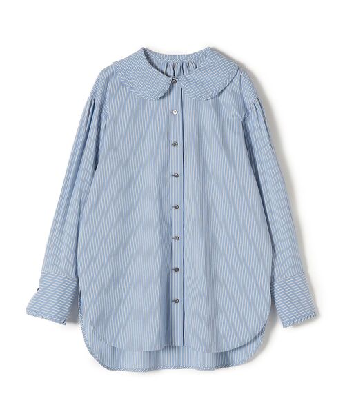 SHIPS（シップス）の「〈洗濯機可能〉フリルカラーストライプブラウス