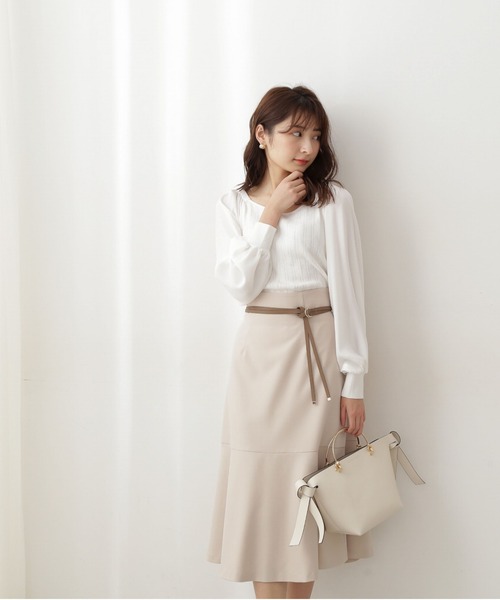 PROPORTION BODY DRESSING（プロポーションボディドレッシング）の「リボン合皮ベルト付きマーメイドスカート / 1212120206（スカート・レディース・ベージュ/ライトグリーン/イエロー系その他・SMALL/MEDIUM/X-SMALL）」の2枚目の写真