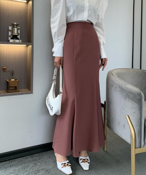 Diosfront（ディオスフロント）の「カラージョーゼットマーメイドロングスカート（スカート・レディース・ブラック/ブラウン/モカ/ネイビー/ピンク/ダークグリーン/アイボリー・L/M/S）」の5枚目の写真