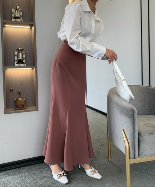 Diosfront（ディオスフロント）の「カラージョーゼットマーメイドロングスカート（スカート・レディース・ブラック/ブラウン/モカ/ネイビー/ピンク/ダークグリーン/アイボリー・L/M/S）」の8枚目の写真