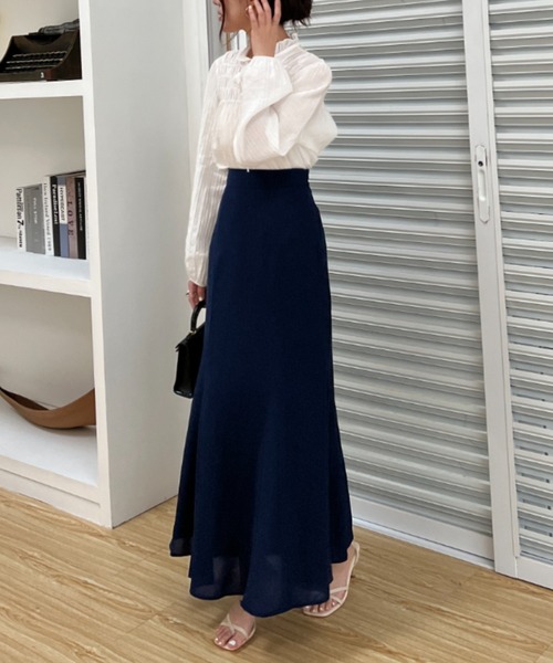 Diosfront（ディオスフロント）の「カラージョーゼットマーメイドロングスカート（スカート・レディース・ブラック/ブラウン/モカ/ネイビー/ピンク/ダークグリーン/アイボリー・L/M/S）」の22枚目の写真