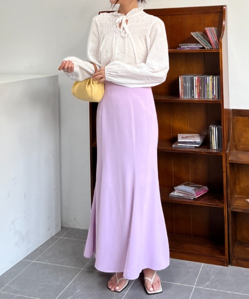 Diosfront（ディオスフロント）の「カラージョーゼットマーメイドロングスカート（スカート・レディース・ブラック/ブラウン/モカ/ネイビー/ピンク/ダークグリーン/アイボリー・L/M/S）」の19枚目の写真