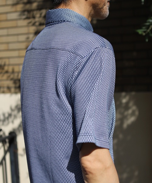 UNION STATION（ユニオンステーション）の「チェック柄ジャガードボタンダウンポロシャツ（ポロシャツ・メンズ・ネイビー/ブルー・LL/M/L）」の11枚目の写真