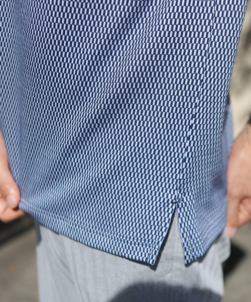 UNION STATION（ユニオンステーション）の「チェック柄ジャガードボタンダウンポロシャツ（ポロシャツ・メンズ・ネイビー/ブルー・LL/M/L）」の3枚目の写真