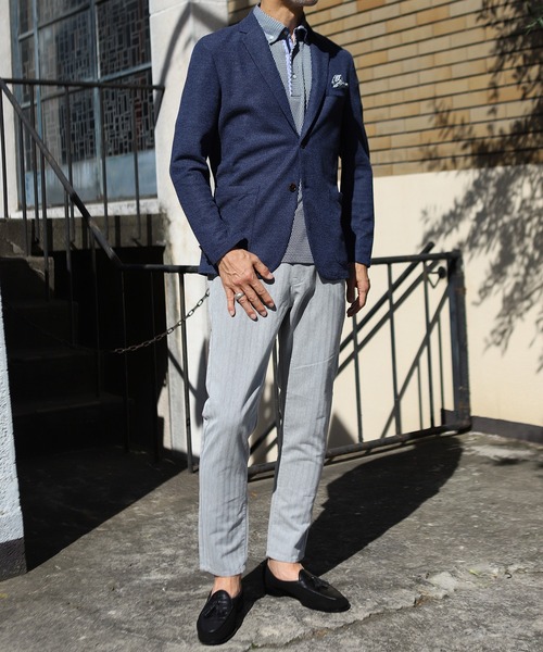 UNION STATION（ユニオンステーション）の「チェック柄ジャガードボタンダウンポロシャツ（ポロシャツ・メンズ・ネイビー/ブルー・LL/M/L）」の7枚目の写真