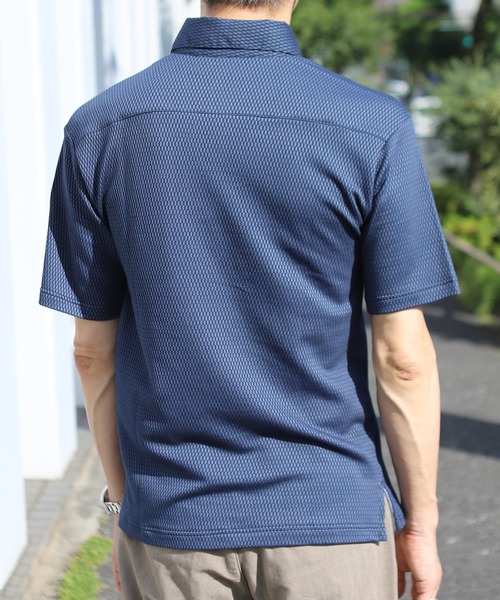 UNION STATION（ユニオンステーション）の「チェック柄ジャガードボタンダウンポロシャツ（ポロシャツ・メンズ・ネイビー/ブルー・LL/M/L）」の12枚目の写真