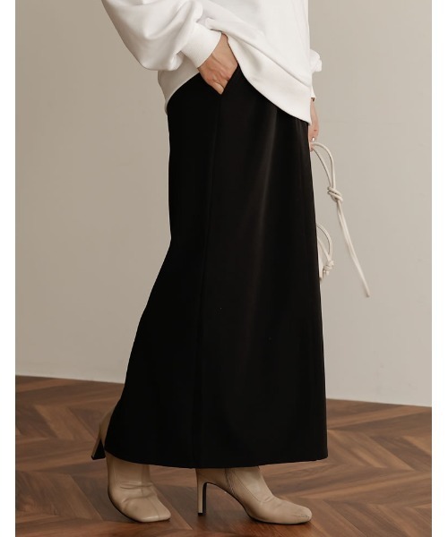 Re:EDIT（リエディ）の「[低身長サイズ有][洗濯機で洗える]リブポンチバックベンツロングタイトスカート（スカート・レディース・ピンク/ベージュ/ブルーグリーン/ブラック/ブルー/ライトブルー/ケリー/グレー・LARGE/MEDIUM/SHORT）」の9枚目の写真