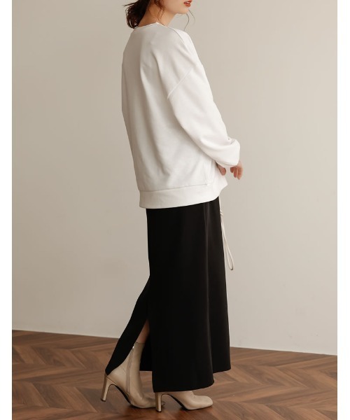 Re:EDIT（リエディ）の「[低身長サイズ有][洗濯機で洗える]リブポンチバックベンツロングタイトスカート（スカート・レディース・ピンク/ベージュ/ブルーグリーン/ブラック/ブルー/ライトブルー/ケリー/グレー・LARGE/MEDIUM/SHORT）」の12枚目の写真