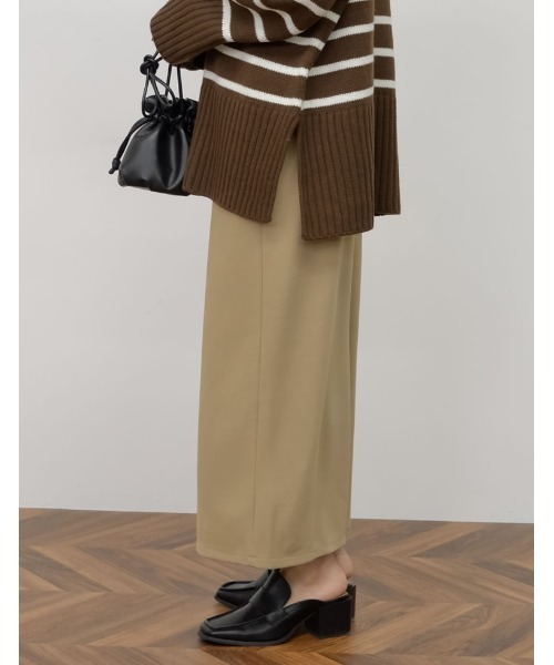 Re:EDIT（リエディ）の「[低身長サイズ有][洗濯機で洗える]リブポンチバックベンツロングタイトスカート（スカート・レディース・ピンク/ベージュ/ブルーグリーン/ブラック/ブルー/ライトブルー/ケリー/グレー・LARGE/MEDIUM/SHORT）」の18枚目の写真