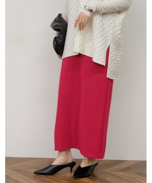 Re:EDIT（リエディ）の「[低身長サイズ有][洗濯機で洗える]リブポンチバックベンツロングタイトスカート（スカート・レディース・ピンク/ベージュ/ブルーグリーン/ブラック/ブルー/ライトブルー/ケリー/グレー・LARGE/MEDIUM/SHORT）」の22枚目の写真