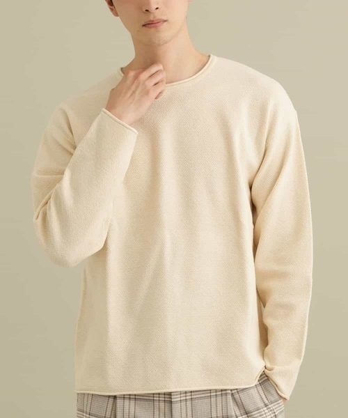 a.v.v（アーヴェヴェ）の「【洗濯機で洗える】メランジクルーネックニット（ニット/セーター・メンズ・クリーム/ライトグレー/グリーン・48/46/44/50）」の3枚目の写真