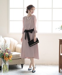 Placebo（プラシーボ）の「リボンベルト付きレーススリーブドレス（ドレス）」