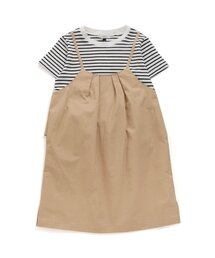 サロペットスカート風レイヤードワンピース