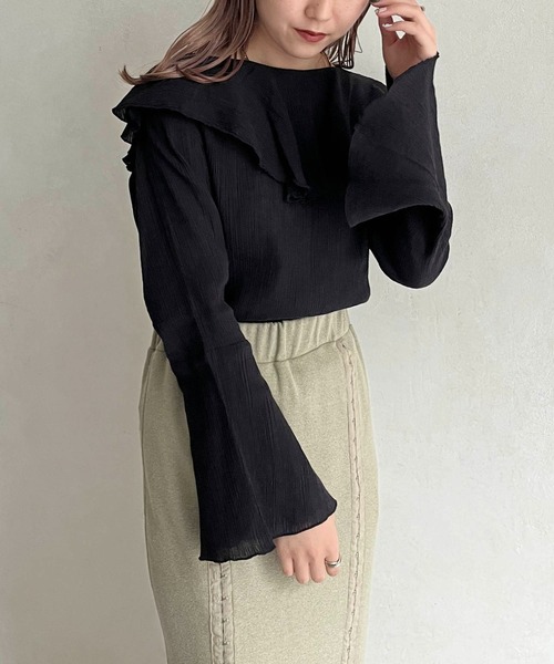 CAPRICIEUX LE'MAGE(カプリシューレマージュ)の「2WAYラッフルカラーブラウス(シャツ/ブラウス・レディース・ホワイト/ブラック/ピンク・FREE)」の7枚目の写真