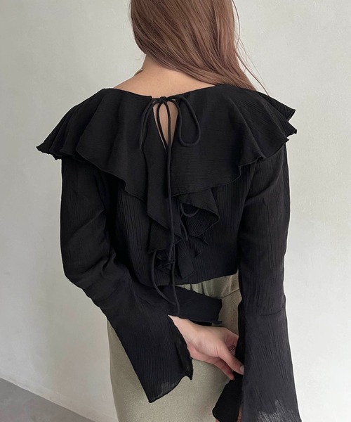 CAPRICIEUX LE'MAGE(カプリシューレマージュ)の「2WAYラッフルカラーブラウス(シャツ/ブラウス・レディース・ホワイト/ブラック/ピンク・FREE)」の8枚目の写真