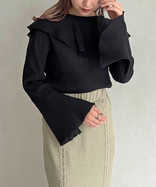 CAPRICIEUX LE'MAGE(カプリシューレマージュ)の「2WAYラッフルカラーブラウス(シャツ/ブラウス・レディース・ホワイト/ブラック/ピンク・FREE)」の9枚目の写真