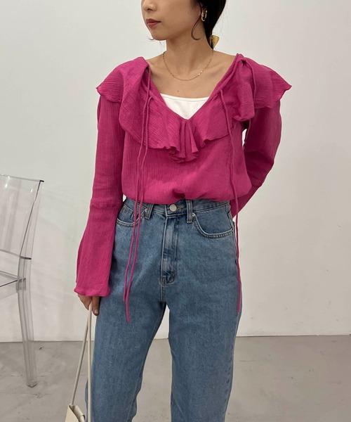 CAPRICIEUX LE'MAGE(カプリシューレマージュ)の「2WAYラッフルカラーブラウス(シャツ/ブラウス・レディース・ホワイト/ブラック/ピンク・FREE)」の15枚目の写真