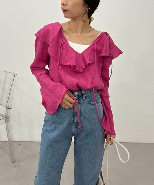 CAPRICIEUX LE'MAGE(カプリシューレマージュ)の「2WAYラッフルカラーブラウス(シャツ/ブラウス・レディース・ホワイト/ブラック/ピンク・FREE)」の16枚目の写真