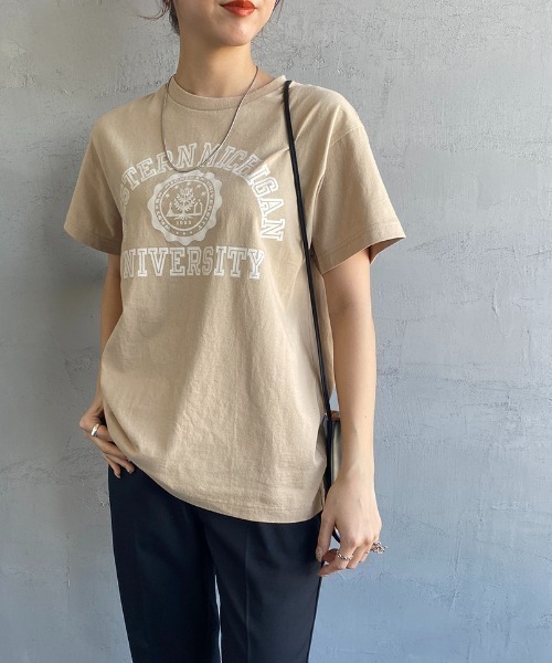 THE SHINZONE（ザ　シンゾーン）の「[THE SHINZONE/ザ シンゾーン] 別注 WESTERN MICHIGAN カレッジロゴプリントTシャツ（Tシャツ/カットソー・レディース・ベージュ/ブラウン/パープル・F）」の11枚目の写真