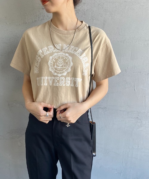 THE SHINZONE（ザ　シンゾーン）の「[THE SHINZONE/ザ シンゾーン] 別注 WESTERN MICHIGAN カレッジロゴプリントTシャツ（Tシャツ/カットソー・レディース・ベージュ/ブラウン/パープル・F）」の21枚目の写真