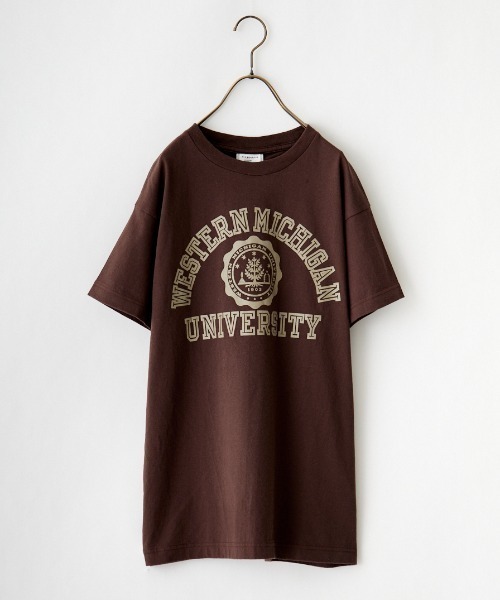 THE SHINZONE（ザ　シンゾーン）の「[THE SHINZONE/ザ シンゾーン] 別注 WESTERN MICHIGAN カレッジロゴプリントTシャツ（Tシャツ/カットソー・レディース・ベージュ/ブラウン/パープル・F）」の8枚目の写真