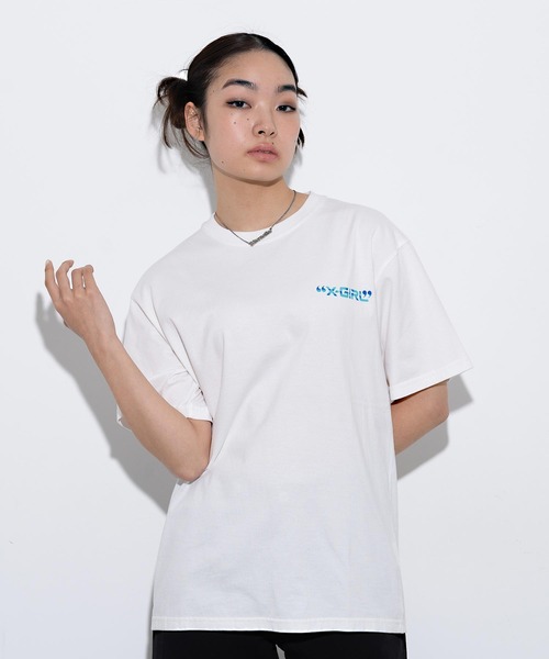 X-girl（エックスガール）の「X-GENERATION S/S TEE（Tシャツ/カットソー・レディース・チャコール/オレンジ/ホワイト・L/S/XL/M）」の22枚目の写真