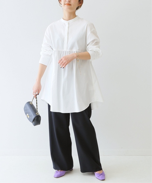 SLOBE IENA（スローブイエナ）の「《追加》コットンチュニックブラウス◆（シャツ/ブラウス・レディース・サックスブルー/ブルー系その他/ホワイト・FREE）」の6枚目の写真