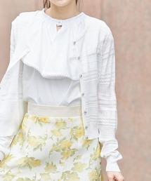 tocco closet | パールボタン透かし編みボーダーカーディガン(カーディガン/ボレロ)