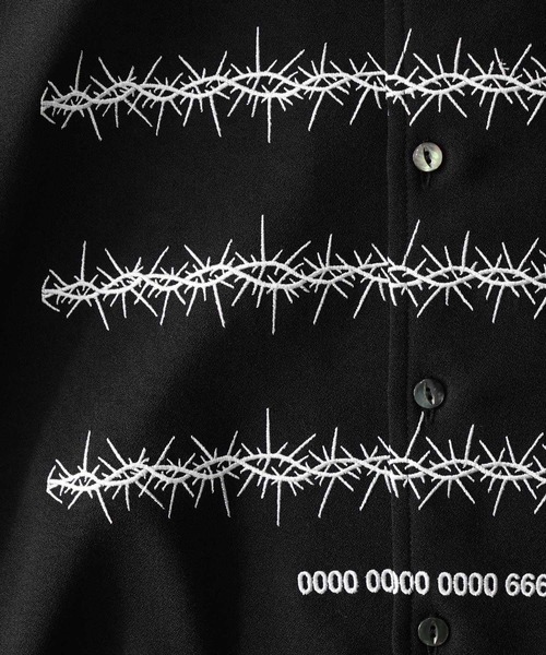 SHAREEF（シャリーフ）の「"BARBED WIRE"emb. S/S SHIRTS（シャツ/ブラウス・メンズ・ブラック/グリーン/ホワイト系その他・1/2/3）」の8枚目の写真