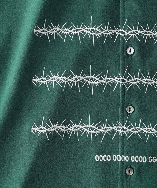 SHAREEF（シャリーフ）の「"BARBED WIRE"emb. S/S SHIRTS（シャツ/ブラウス・メンズ・ブラック/グリーン/ホワイト系その他・1/2/3）」の15枚目の写真