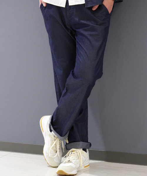 417 EDIFICE（フォーワンセブンエディフィス）の「◇デニムスラックスパンツ（デニムパンツ・メンズ・ネイビー/ブルー・LARGE/MEDIUM/SMALL）」の2枚目の写真