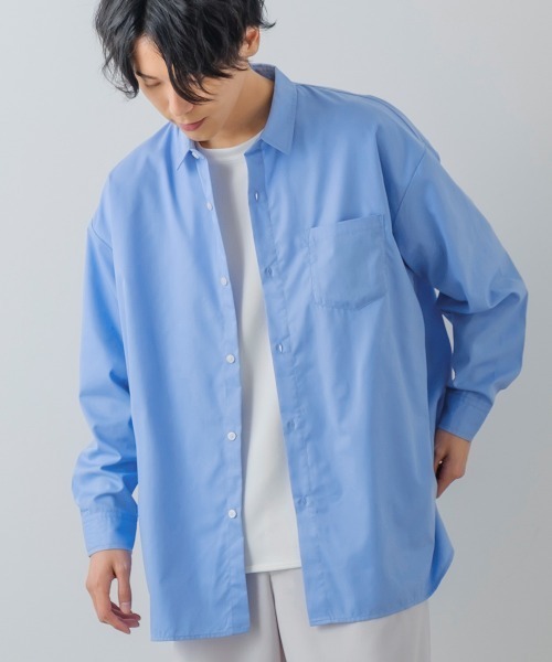 improves（インプローブス）の「【improves】ルーズフィット オーバーサイズ レギュラーカラー 長袖シャツ（シャツ/ブラウス・メンズ・ダークブラウン/ブラック/サックスブルー/グレイッシュベージュ/ホワイト・LARGE/MEDIUM）」の8枚目の写真