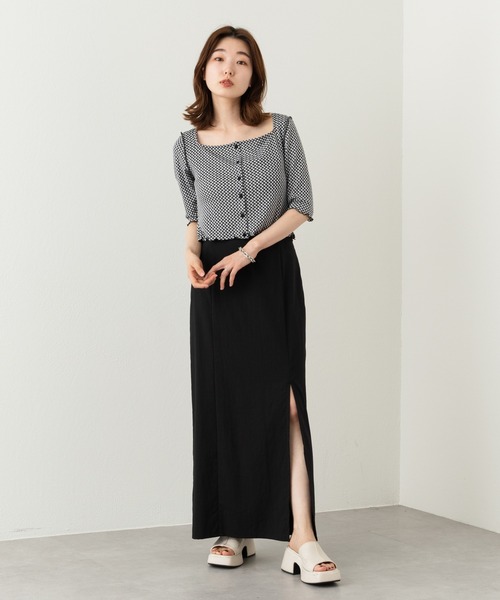Kastane（カスタネ）の「ギンガムジャガードスクエアTee（Tシャツ/カットソー・レディース・ブラック/パープル/キャメル・FREE）」の7枚目の写真