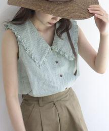 fredy emue | チェックBIG衿ブラウス(シャツ/ブラウス)