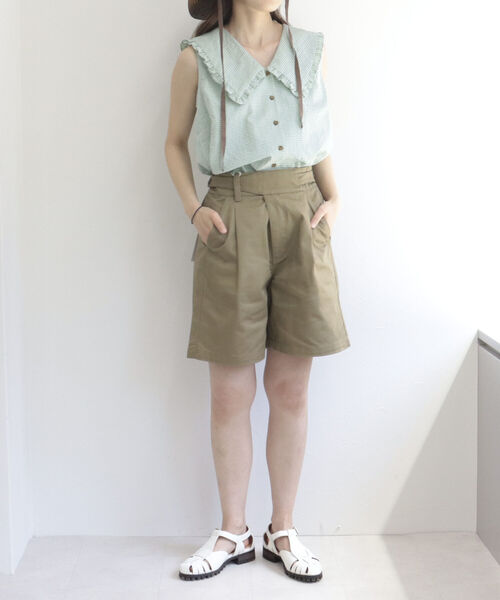 fredy emue（フレディエミュ）の「チェックBIG衿ブラウス（シャツ/ブラウス・レディース・ベージュ系その他/グリーン系その他/ブルー系その他・38）」の8枚目の写真