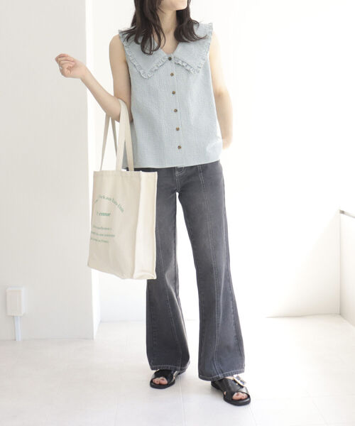 fredy emue（フレディエミュ）の「チェックBIG衿ブラウス（シャツ/ブラウス・レディース・ベージュ系その他/グリーン系その他/ブルー系その他・38）」の11枚目の写真