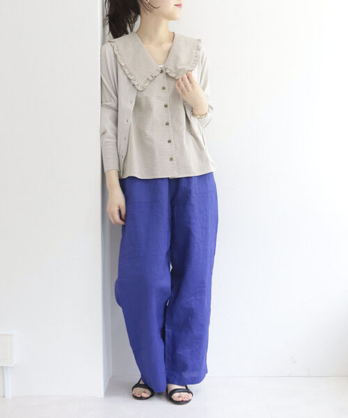 fredy emue（フレディエミュ）の「チェックBIG衿ブラウス（シャツ/ブラウス・レディース・ベージュ系その他/グリーン系その他/ブルー系その他・38）」の21枚目の写真