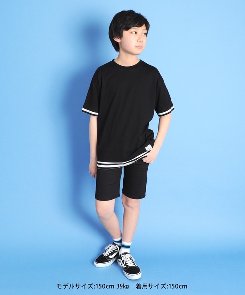 GLAZOS（グラソス）の「天竺・接触冷感ドロップショルダーバックスタープリント半袖Ｔシャツ（Tシャツ/カットソー・キッズ・ホワイト/ブラック・130cm/140cm/150cm/160cm/170cm）」の5枚目の写真