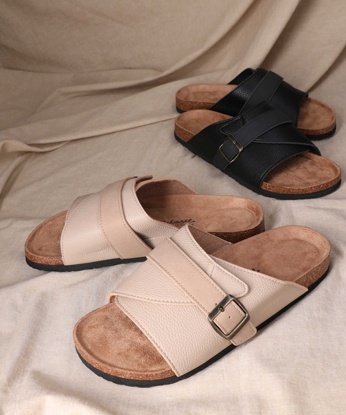 Right-on（ライトオン）の「テープベルトサンダル（サンダル・メンズ・ベージュ/ブラック・L/M）」の2枚目の写真