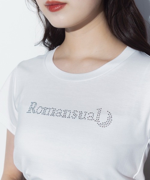 Romansual(ロマンシュアル)の「Romansual/クリスタルラインストーンTシャツ(Tシャツ/カットソー・レディース・ホワイト/ブラック・FREE)」の3枚目の写真
