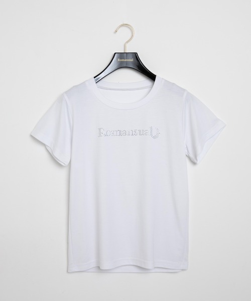 Romansual(ロマンシュアル)の「Romansual/クリスタルラインストーンTシャツ(Tシャツ/カットソー・レディース・ホワイト/ブラック・FREE)」の6枚目の写真