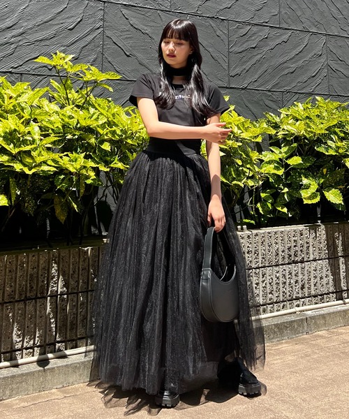 Romansual(ロマンシュアル)の「Romansual/クリスタルラインストーンTシャツ(Tシャツ/カットソー・レディース・ホワイト/ブラック・FREE)」の16枚目の写真
