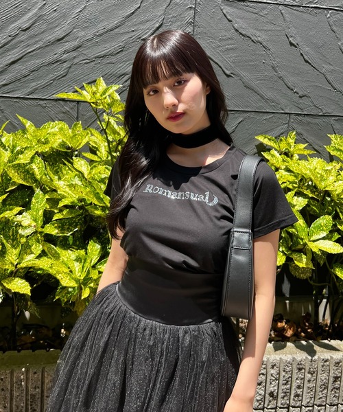 Romansual(ロマンシュアル)の「Romansual/クリスタルラインストーンTシャツ(Tシャツ/カットソー・レディース・ホワイト/ブラック・FREE)」の19枚目の写真