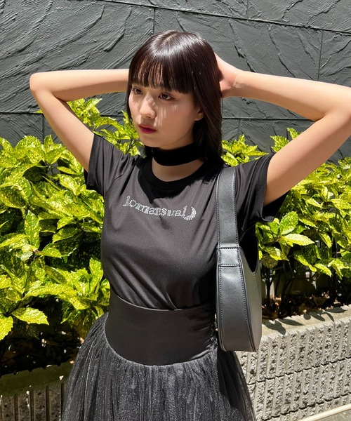 Romansual(ロマンシュアル)の「Romansual/クリスタルラインストーンTシャツ(Tシャツ/カットソー・レディース・ホワイト/ブラック・FREE)」の18枚目の写真