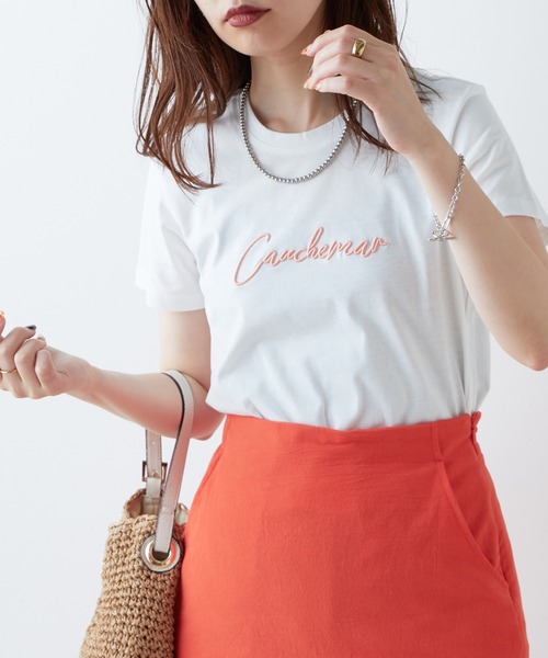 natural couture(ナチュラルクチュール)の「ハンドライティング風シンプルT(Tシャツ/カットソー・レディース・ホワイト系/ブラック系/サックスブルー/オフホワイト・FREE)」の2枚目の写真