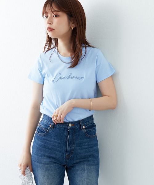 natural couture(ナチュラルクチュール)の「ハンドライティング風シンプルT(Tシャツ/カットソー・レディース・ホワイト系/ブラック系/サックスブルー/オフホワイト・FREE)」の14枚目の写真