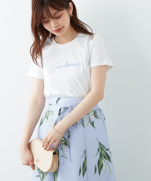 natural couture(ナチュラルクチュール)の「ハンドライティング風シンプルT(Tシャツ/カットソー・レディース・ホワイト系/ブラック系/サックスブルー/オフホワイト・FREE)」の6枚目の写真